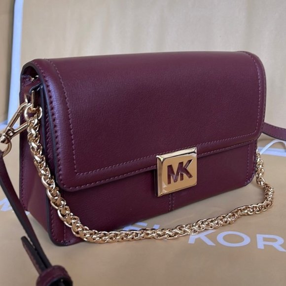 Michael Kors Sonia Medium Leather Shoulder Bag Merlot - Picture 1 of 16